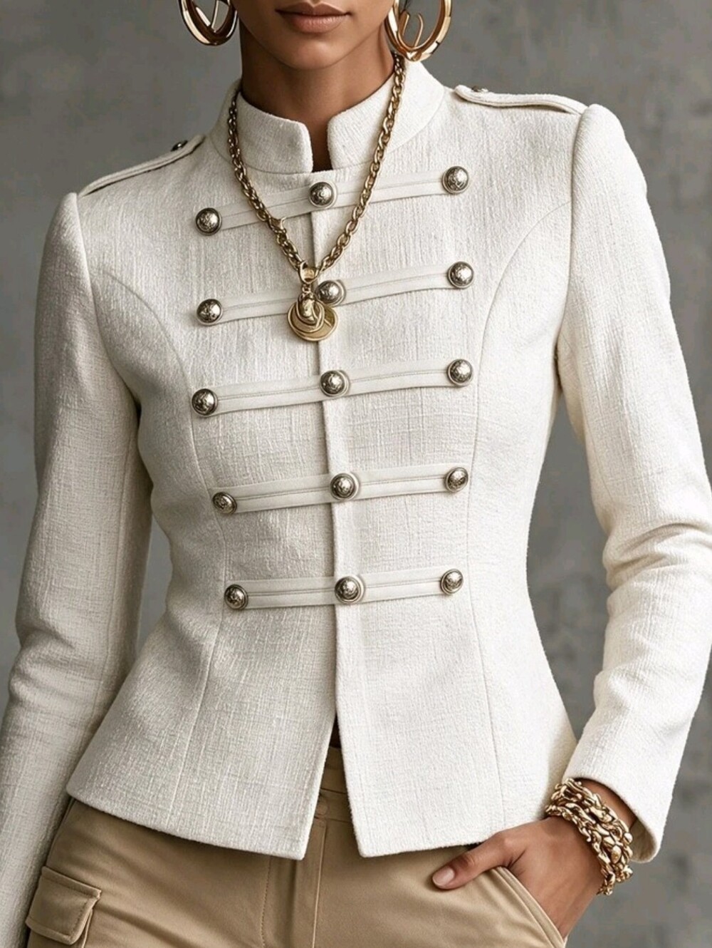 Women's Solid Color Stud Decor Casual Versatile Daily Wear Long Sleeve Jacket